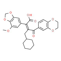 ChemSpider 2D Image | (2Z)-3-(Cyclohexylmethyl)-4-(2,3-dihydro-1,4-benzodioxin-6-yl)-2-(7-methoxy-1,3-benzodioxol-5-yl)-4-oxo-2-butenoic acid | C27H28O8