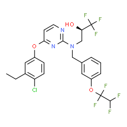ChemSpider 2D Image | (2R)-3-{[4-(4-Chloro-3-ethylphenoxy)-2-pyrimidinyl][3-(1,1,2,2-tetrafluoroethoxy)benzyl]amino}-1,1,1-trifluoro-2-propanol | C24H21ClF7N3O3