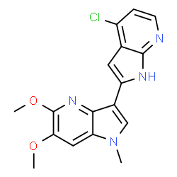 ChemSpider 2D Image | 3-(4-Chloro-1H-pyrrolo[2,3-b]pyridin-2-yl)-5,6-dimethoxy-1-methyl-1H-pyrrolo[3,2-b]pyridine | C17H15ClN4O2