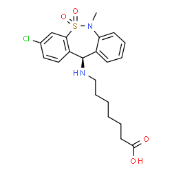 ChemSpider 2D Image | 7-{[(11R)-3-Chloro-6-methyl-5,5-dioxido-6,11-dihydrodibenzo[c,f][1,2]thiazepin-11-yl]amino}heptanoic acid | C21H25ClN2O4S