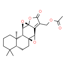 ChemSpider 2D Image | [(4aR,6aS,7aR,10aR,11aR,11bR,11cR)-4,4,11c-Trimethyl-9-oxo-1,2,3,4,4a,5,6,7a,9,11a,11b,11c-dodecahydrobisoxireno[3,4:1,10a]phenanthro[3,2-b]furan-8-yl]methyl acetate | C22H28O6