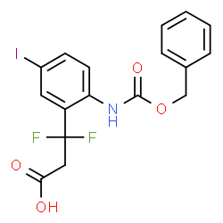 ChemSpider 2D Image | 3-(2-{[(Benzyloxy)carbonyl]amino}-5-iodophenyl)-3,3-difluoropropanoic acid | C17H14F2INO4
