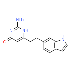 ChemSpider 2D Image | 2-Amino-6-[2-(1H-indol-6-yl)ethyl]-4(1H)-pyrimidinone | C14H14N4O