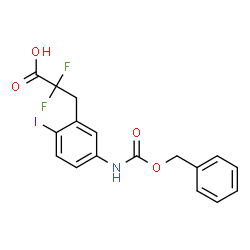 ChemSpider 2D Image | 3-(5-{[(Benzyloxy)carbonyl]amino}-2-iodophenyl)-2,2-difluoropropanoic acid | C17H14F2INO4
