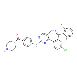 ChemSpider 2D Image | 9-Chloro-7-(2,6-Difluorophenyl)-N-{4-[(4-Methylpiperazin-1-Yl)carbonyl]phenyl}-5h-Pyrimido[5,4-D][2]benzazepin-2-Amine | C30H25ClF2N6O