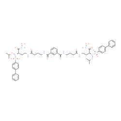 ChemSpider 2D Image | N-(4-{[(3R)-3-[(4-Biphenylylsulfonyl)(isopropoxy)amino]-4-(hydroxyamino)-4-oxobutyl]amino}-4-oxobutyl)-N'-(4-{[(3S)-3-[(4-biphenylylsulfonyl)(isopropoxy)amino]-4-(hydroxyamino)-4-oxobutyl]amino}-4-oxo
butyl)isophthalamide | C54H66N8O14S2