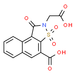 ChemSpider 2D Image | 2-(CARBOXYMETHYL)-1-OXO-1,2-DIHYDRONAPHTHO[1,2-D]ISOTHIAZOLE-4-CARBOXYLIC ACID 3,3-DIOXIDE | C14H9NO7S