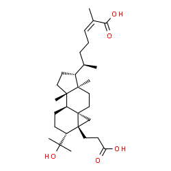 ChemSpider 2D Image | (2Z,6R)-6-[(1R,3aS,3bS,6R,6aR,7aS,9aR)-6a-(2-Carboxyethyl)-6-(2-hydroxy-2-propanyl)-3a,9a-dimethyldodecahydro-1H-cyclopenta[a]cyclopropa[e]naphthalen-1-yl]-2-methyl-2-heptenoic acid | C30H48O5