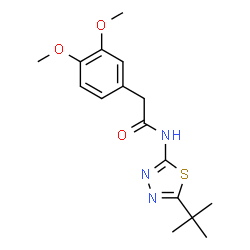 ChemSpider 2D Image | 2-(3,4-Dimethoxyphenyl)-N-[5-(2-methyl-2-propanyl)-1,3,4-thiadiazol-2-yl]acetamide | C16H21N3O3S