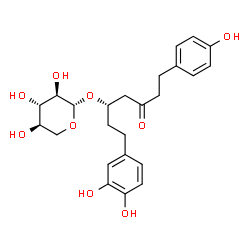 ChemSpider 2D Image | (3S)-1-(3,4-Dihydroxyphenyl)-7-(4-hydroxyphenyl)-5-oxo-3-heptanyl beta-D-xylopyranoside | C24H30O9
