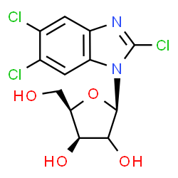 ChemSpider 2D Image | (2R,3R,5R)-2-(hydroxymethyl)-5-(2,5,6-trichlorobenzimidazol-1-yl)tetrahydrofuran-3,4-diol | C12H11Cl3N2O4