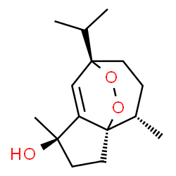 ChemSpider 2D Image | (1S,4R,7R,10S)-7-Isopropyl-4,10-dimethyl-11,12-dioxatricyclo[5.3.2.0~1,5~]dodec-5-en-4-ol | C15H24O3