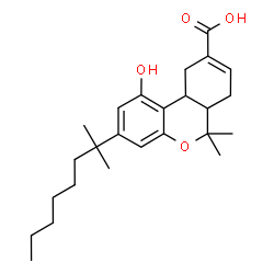ChemSpider 2D Image | 1-Hydroxy-6,6-dimethyl-3-(2-methyl-2-octanyl)-6a,7,10,10a-tetrahydro-6H-benzo[c]chromene-9-carboxylic acid | C25H36O4
