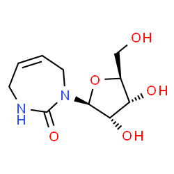 ChemSpider 2D Image | 1-(beta-L-Ribofuranosyl)-1,3,4,7-tetrahydro-2H-1,3-diazepin-2-one | C10H16N2O5