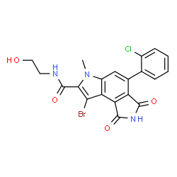 ChemSpider 2D Image | 8-Bromo-4-(2-chlorophenyl)-N-(2-hydroxyethyl)-6-methyl-1,3-dioxo-1,2,3,6-tetrahydropyrrolo[3,4-e]indole-7-carboxamide | C20H15BrClN3O4
