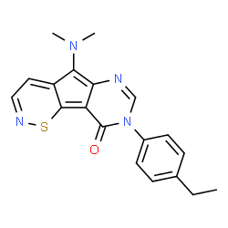 ChemSpider 2D Image | 9-dimethylamino-3-(4-ethylphenyl)-3H-5-thia-1,3,6-triazafluoren-4-one | C19H18N4OS