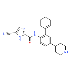 ChemSpider 2D Image | 4-Cyano-N-(2-Cyclohex-1-En-1-Yl-4-Piperidin-4-Ylphenyl)-1h-Imidazole-2-Carboxamide | C22H25N5O