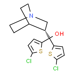 ChemSpider 2D Image | (3R)-1-Azabicyclo[2.2.2]oct-3-yl[bis(5-chloro-2-thienyl)]methanol | C16H17Cl2NOS2