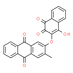 ChemSpider 2D Image | 2-[(1-Hydroxy-3,4-dioxo-3,4-dihydro-2-naphthalenyl)oxy]-3-methyl-9,10-anthraquinone | C25H14O6