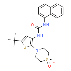 ChemSpider 2D Image | 1-[5-Tert-Butyl-2-(1,1-Dioxidothiomorpholin-4-Yl)thiophen-3-Yl]-3-Naphthalen-1-Ylurea | C23H27N3O3S2