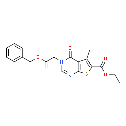 ChemSpider 2D Image | Ethyl 3-[2-(benzyloxy)-2-oxoethyl]-5-methyl-4-oxo-3,4-dihydrothieno[2,3-d]pyrimidine-6-carboxylate | C19H18N2O5S