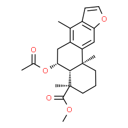 ChemSpider 2D Image | Methyl (4R,4aR,5R,11bS)-5-acetoxy-4,7,11b-trimethyl-1,2,3,4,4a,5,6,11b-octahydrophenanthro[3,2-b]furan-4-carboxylate | C23H28O5