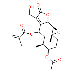 ChemSpider 2D Image | (1aR,4S,5S,7S,10aS,10bR)-4-Acetoxy-8-(hydroxymethyl)-1a,5-dimethyl-9-oxo-1a,2,3,4,5,6,7,9,10a,10b-decahydrooxireno[9,10]cyclodeca[1,2-b]furan-7-yl methacrylate | C21H28O8