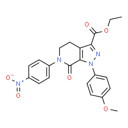 ChemSpider 2D Image | ethyl 1-(4-methoxyphenyl)-6-(4-nitrophenyl)-7-oxo-1H,4H,5H,6H,7H-pyrazolo[3,4-c]pyridine-3-carboxylate | C22H20N4O6