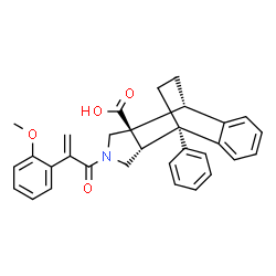 ChemSpider 2D Image | (1R,8R,9S,13S)-11-[2-(2-Methoxyphenyl)acryloyl]-1-phenyl-11-azatetracyclo[6.5.2.0~2,7~.0~9,13~]pentadeca-2,4,6-triene-9-carboxylic acid | C31H29NO4