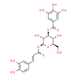 ChemSpider 2D Image | 1-O-[(2E)-3-(3,4-Dihydroxyphenyl)-2-propenoyl]-3-O-(3,4,5-trihydroxybenzoyl)-beta-D-glucopyranose | C22H22O13