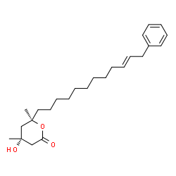 ChemSpider 2D Image | (4R,6R)-4-Hydroxy-4,6-dimethyl-6-[(10E)-12-phenyl-10-dodecen-1-yl]tetrahydro-2H-pyran-2-one | C25H38O3