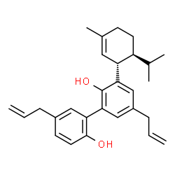 ChemSpider 2D Image | 5,5'-Diallyl-3-[(1S,6S)-6-isopropyl-3-methyl-2-cyclohexen-1-yl]-2,2'-biphenyldiol | C28H34O2