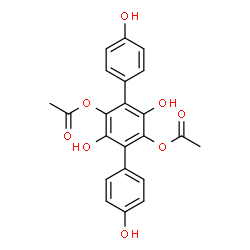 ChemSpider 2D Image | 3',4,4'',6'-Tetrahydroxy-1,1':4',1''-terphenyl-2',5'-diyl diacetate | C22H18O8