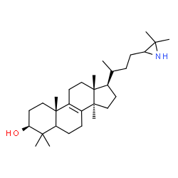 ChemSpider 2D Image | (3S,10S,13R,14R,17R)-17-[(2S)-4-(3,3-Dimethyl-2-aziridinyl)-2-butanyl]-4,4,10,13,14-pentamethyl-2,3,4,5,6,7,10,11,12,13,14,15,16,17-tetradecahydro-1H-cyclopenta[a]phenanthren-3-ol | C30H51NO