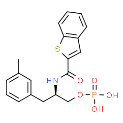 ChemSpider 2D Image | (2R)-2-[(1-Benzothiophen-2-ylcarbonyl)amino]-3-(3-methylphenyl)propyl dihydrogen phosphate | C19H20NO5PS
