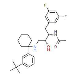 ChemSpider 2D Image | N-[(1s,2r)-3-{[1-(3-Tert-Butylphenyl)cyclohexyl]amino}-1-(3,5-Difluorobenzyl)-2-Hydroxypropyl]acetamide | C28H38F2N2O2