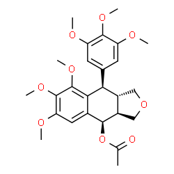 ChemSpider 2D Image | (3aS,4R,9R,9aS)-6,7,8-Trimethoxy-9-(3,4,5-trimethoxyphenyl)-1,3,3a,4,9,9a-hexahydronaphtho[2,3-c]furan-4-yl acetate | C26H32O9