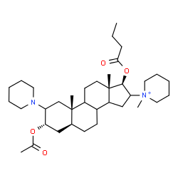 ChemSpider 2D Image | (3alpha,5alpha,8xi,9xi,14xi,17beta)-3-Acetoxy-17-(butyryloxy)-16-(1-methyl-1-piperidiniumyl)-2-(1-piperidinyl)androstane | C36H61N2O4