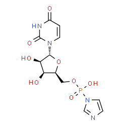 ChemSpider 2D Image | 1-{5-O-[Hydroxy(1H-imidazol-1-yl)phosphoryl]-alpha-L-lyxofuranosyl}-2,4(1H,3H)-pyrimidinedione | C12H15N4O8P