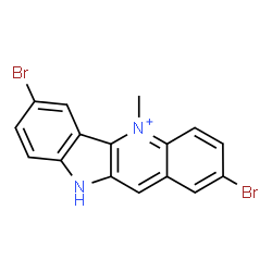 ChemSpider 2D Image | 2,7-Dibromo-5-methyl-10H-indolo[3,2-b]quinolin-5-ium | C16H11Br2N2