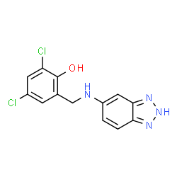 ChemSpider 2D Image | 2-[(2H-Benzotriazol-5-ylamino)methyl]-4,6-dichlorophenol | C13H10Cl2N4O