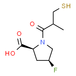 ChemSpider 2D Image | (4S)-4-Fluoro-1-(2-methyl-3-sulfanylpropanoyl)-L-proline | C9H14FNO3S