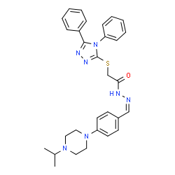 ChemSpider 2D Image | 2-[(4,5-Diphenyl-4H-1,2,4-triazol-3-yl)sulfanyl]-N'-{(Z)-[4-(4-isopropyl-1-piperazinyl)phenyl]methylene}acetohydrazide | C30H33N7OS