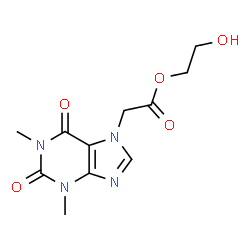 ChemSpider 2D Image | 2-hydroxyethyl 1,2,3,6-tetrahydro-1,3-dimethyl-2,6-dioxo-7H-purine-7-acetate | C11H14N4O5