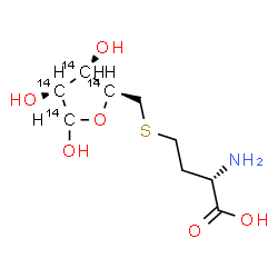 ChemSpider 2D Image | (2S)-2-Amino-4-({[(2S,3S,4R)-3,4,5-trihydroxy(~14~C_4_)tetrahydro-2-furanyl]methyl}sulfanyl)butanoic acid | C514C4H17NO6S