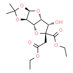 ChemSpider 2D Image | (6R)-3,6-Anhydro-6-(ethoxycarbonyl)-6-(2-ethoxy-2-oxoethyl)-1,2-O-isopropylidene-alpha-D-glucofuranose | C16H24O9