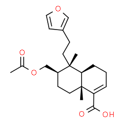 ChemSpider 2D Image | (4aR,5R,6R,8aR)-6-(Acetoxymethyl)-5-[2-(3-furyl)ethyl]-5,8a-dimethyl-3,4,4a,5,6,7,8,8a-octahydro-1-naphthalenecarboxylic acid | C22H30O5