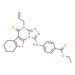 ChemSpider 2D Image | Ethyl 4-[(4-allyl-5-oxo-4,5,6,7,8,9-hexahydro[1]benzothieno[3,2-e][1,2,4]triazolo[4,3-a]pyrimidin-1-yl)amino]benzoate | C23H23N5O3S