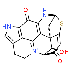 ChemSpider 2D Image | (1R,14S,19S,20R)-20-Hydroxy-11,18-dioxo-15-thia-9,13-diaza-4-azoniaheptacyclo[12.6.1.1~3,7~.0~1,16~.0~2,12~.0~4,19~.0~10,22~]docosa-2(12),3,7,10(22),16-pentaene | C18H14N3O3S