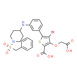 ChemSpider 2D Image | 5-(3-{[1-(Benzylsulfonyl)-4-piperidinyl]amino}phenyl)-4-bromo-3-(carboxymethoxy)-2-thiophenecarboxylic acid | C25H25BrN2O7S2